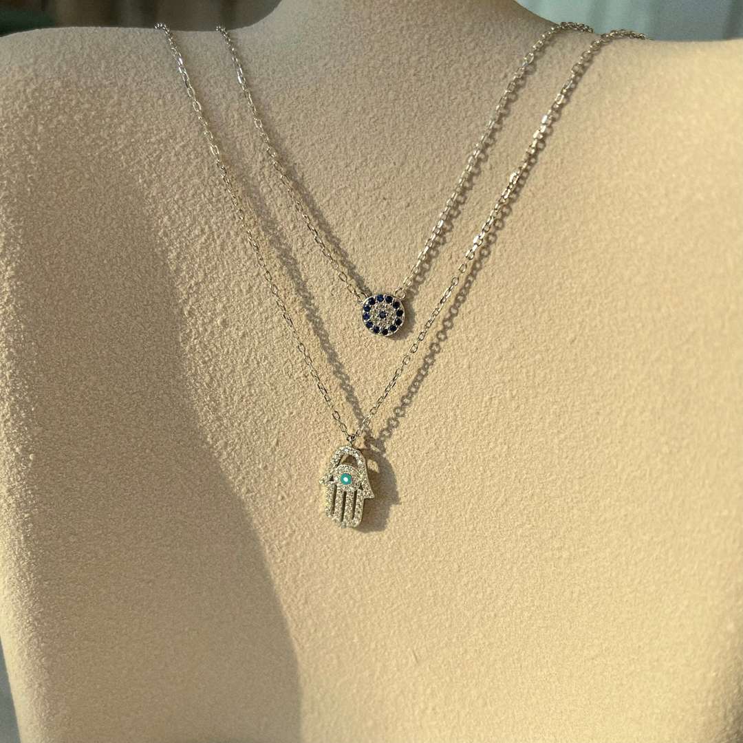 [Lucky Star]Demon Eye Hamsa Palm Necklace