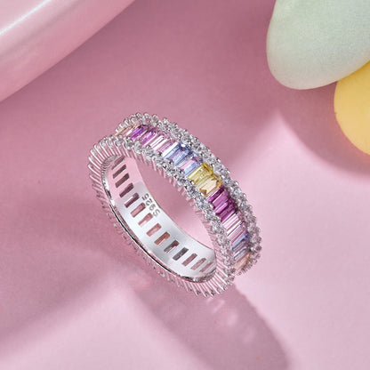 [Lucky Star]Dainty Kaleidoscopic Emerald Cut Daily Ring