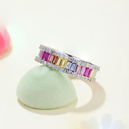 [Lucky Star]Dainty Kaleidoscopic Emerald Cut Daily Ring