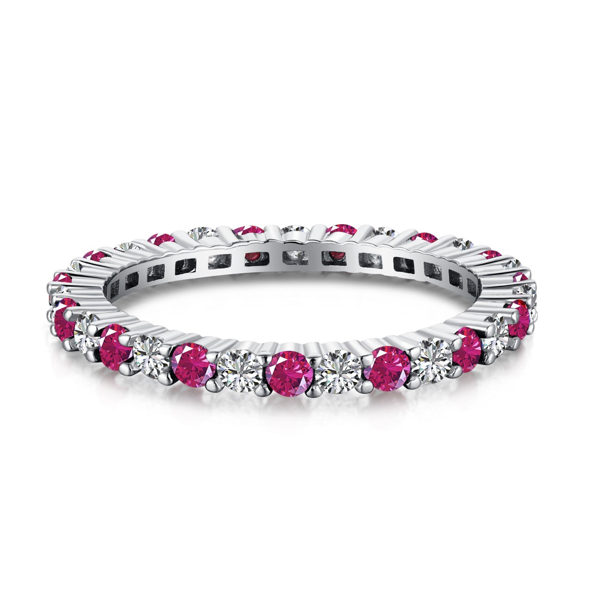 [Lucky Star]Exquisite Colorful Round Cut Tennis Ring
