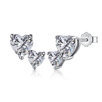 [Lucky Star]Double Heart-Shape Classic Princess Style Earrings