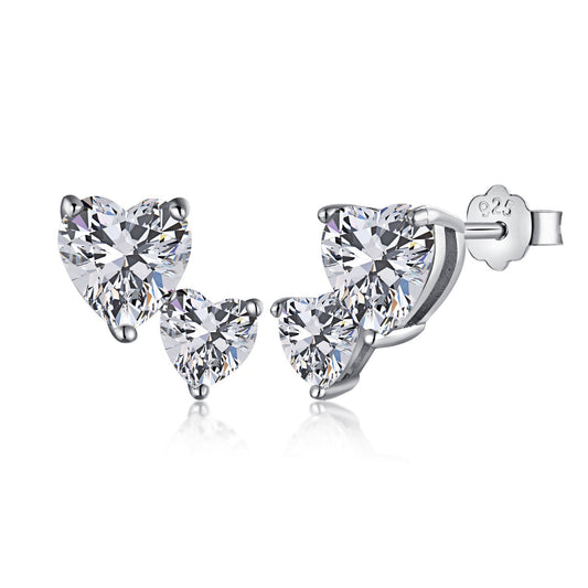 [Lucky Star]Double Heart-Shape Classic Princess Style Earrings