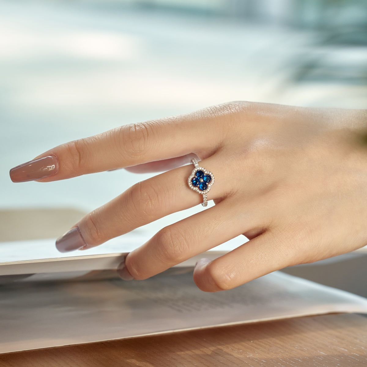 [Lucky Star]Four Leaf Clover Flower Design Ring