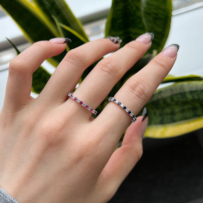 [Lucky Star]Exquisite Colorful Round Cut Tennis Ring