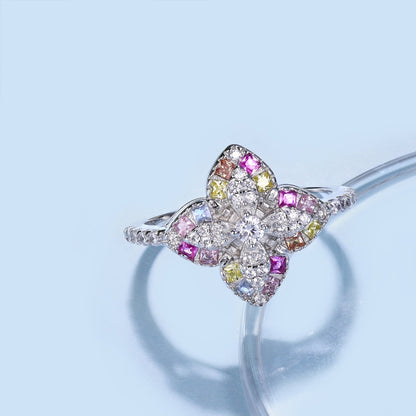[Lucky Star]Luxurious Colorful Flower Shape Banquet Ring