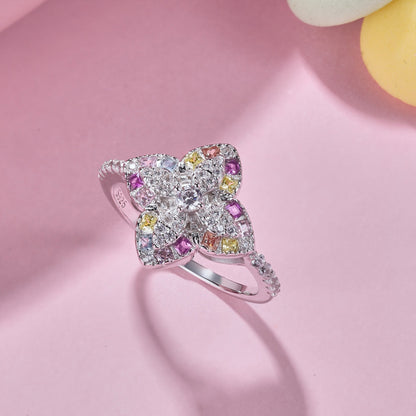 [Lucky Star]Luxurious Colorful Flower Shape Banquet Ring
