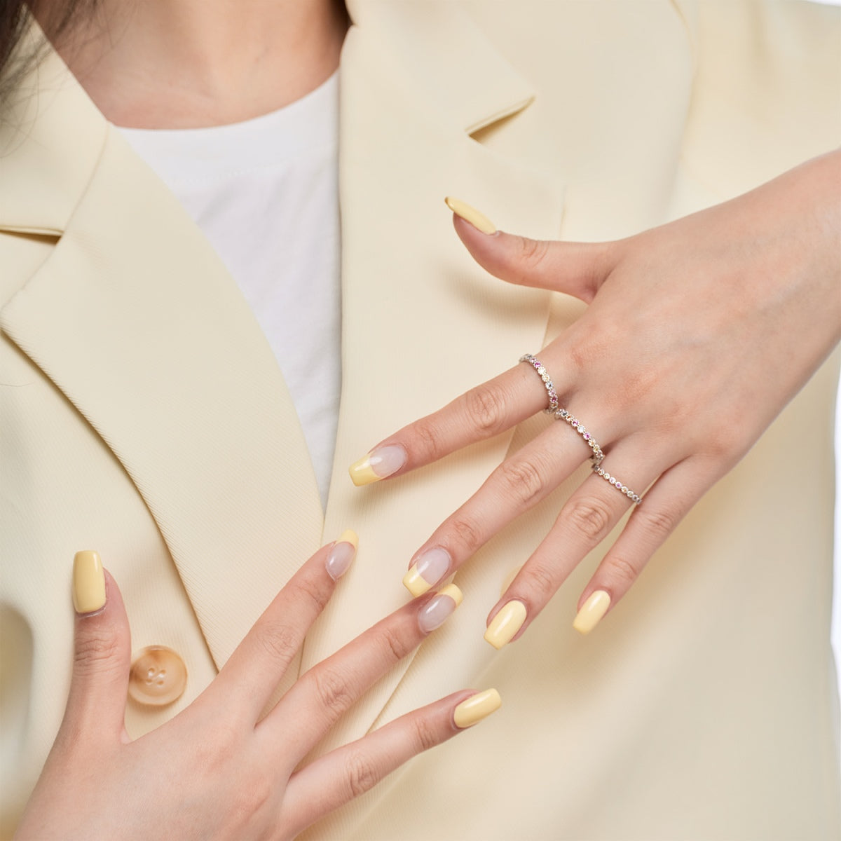 [Lucky Star]Ornate Colorful Round Cut Tennis Ring