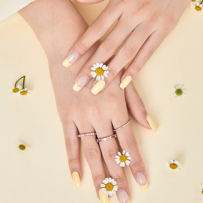 [Lucky Star]Ornate Colorful Round Cut Tennis Ring