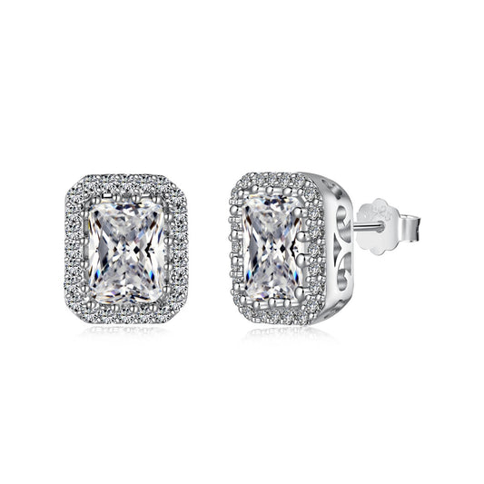 [Lucky Star]1.0 Carat Luxurious Dainty Emerald Cut Daily Earrings
