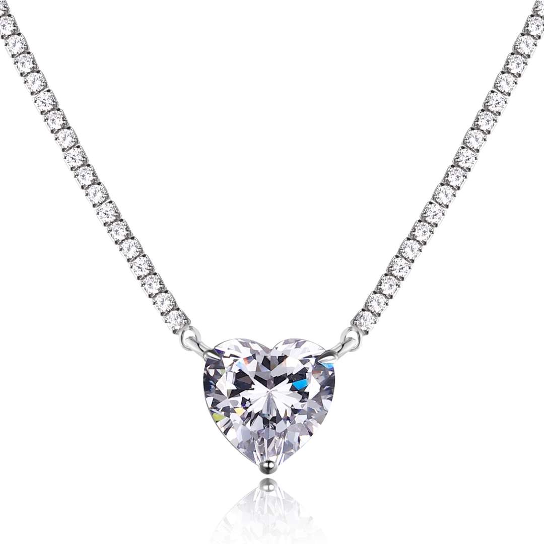 [Lucky Star]8.0 Carat Versatile Colorful Sweet Heart-Shaped Tennis Necklace