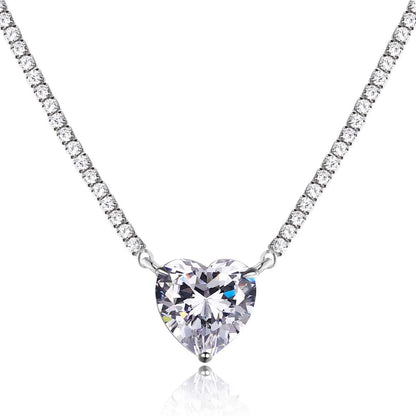 [Lucky Star]8.0 Carat Versatile Colorful Sweet Heart-Shaped Tennis Necklace