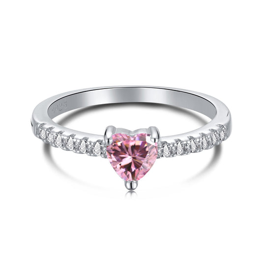[Lucky Star]0.5 Carat CaratEternity Charming Heart Shape Lover Ring