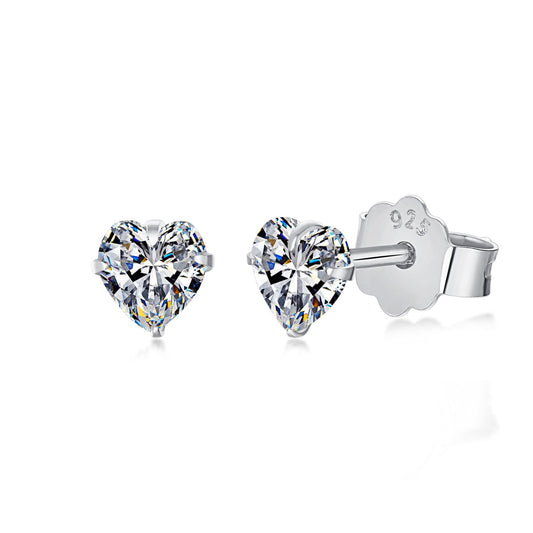 [Lucky Star]Sparkling Heart Shaped Simple Earrings