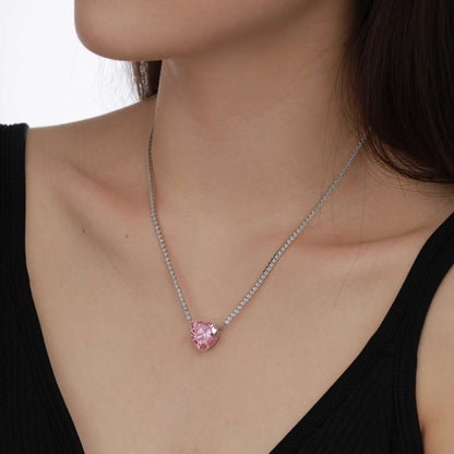 [Lucky Star]8.0 Carat Versatile Colorful Sweet Heart-Shaped Tennis Necklace