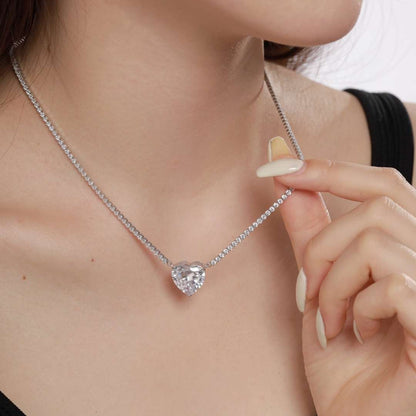 [Lucky Star]8.0 Carat Versatile Colorful Sweet Heart-Shaped Tennis Necklace