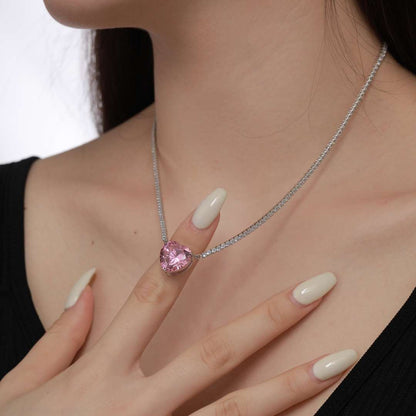 [Lucky Star]8.0 Carat Versatile Colorful Sweet Heart-Shaped Tennis Necklace