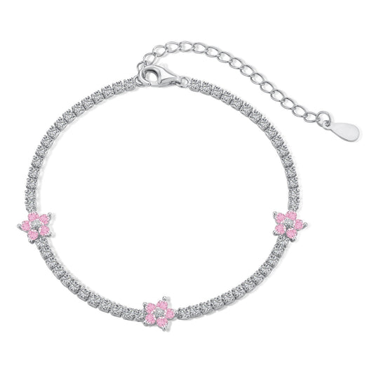 [Lucky Star]Sparkling Flower Shape Tennis Bracelet