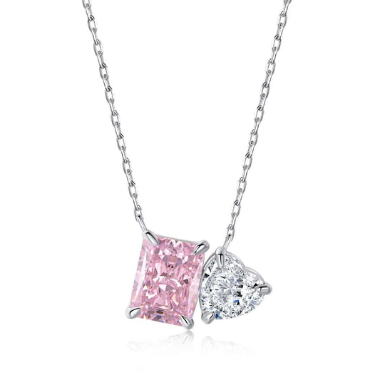 [Lucky Star]Dazzling Square & Heart Shape Necklace