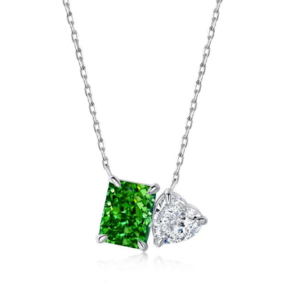 [Lucky Star]Dazzling Square & Heart Shape Necklace