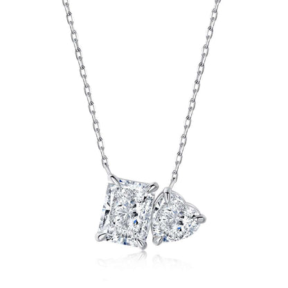[Lucky Star]Dazzling Square & Heart Shape Necklace