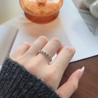 [Lucky Star]Exquisite Colorful Round Cut Tennis Ring