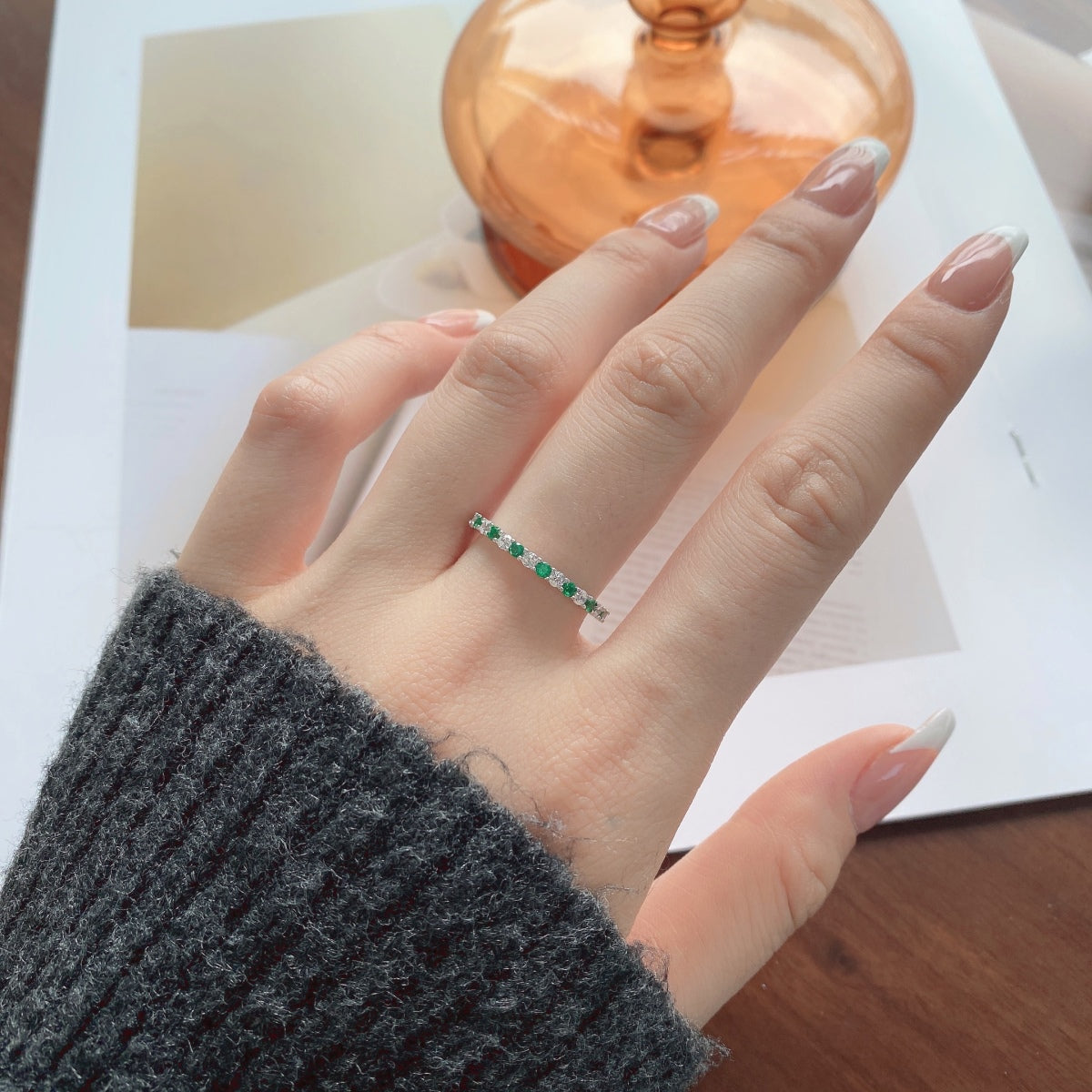 [Lucky Star]Exquisite Colorful Round Cut Tennis Ring