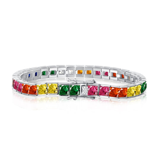 [Lucky Star]Radiant Colorful Princess Cut Tennis Bracelet