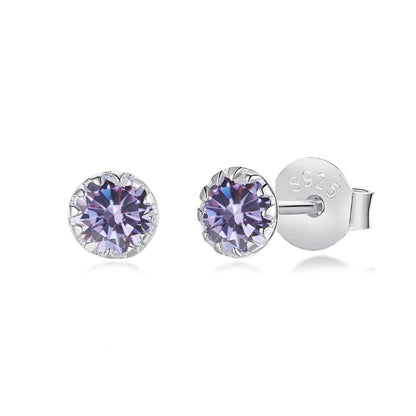[Lucky Star]Sparkling Colorful Round Shape Earrings
