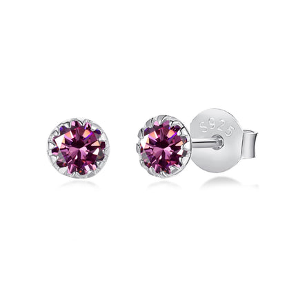 [Lucky Star]Sparkling Colorful Round Shape Earrings
