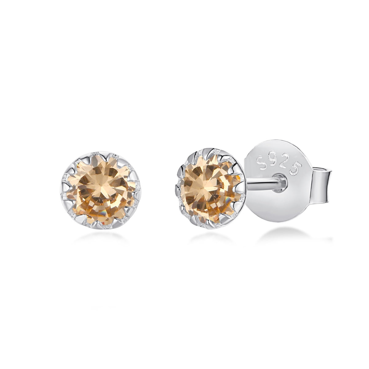 [Lucky Star]Sparkling Colorful Round Shape Earrings