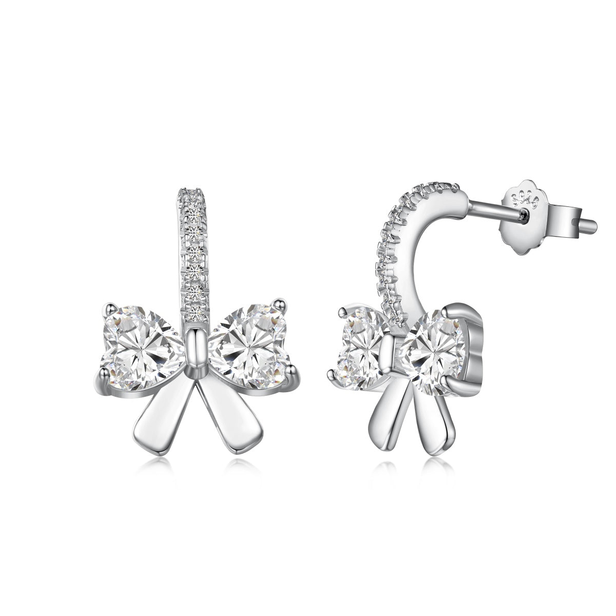[Lucky Star]Exquisite Earrings With Heart-Shaped Bow Design