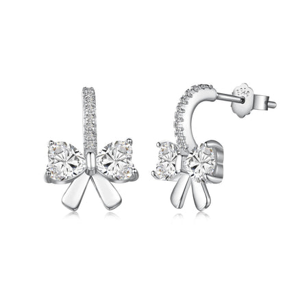 [Lucky Star]Exquisite Earrings With Heart-Shaped Bow Design