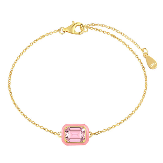 [Lucky Star]2.0 Carat Sparkling Colorful Emerald Cut Daily Bracelet