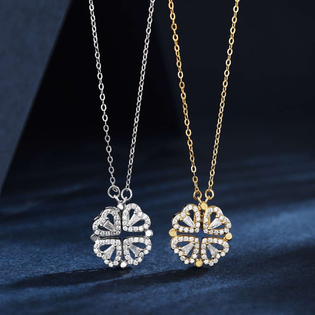 [Lucky Star]Ornate Heart Cut Flower Shape Necklace