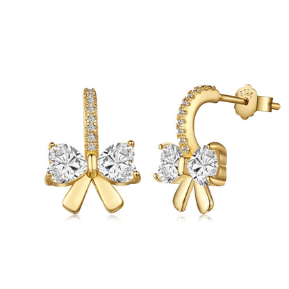 [Lucky Star]Exquisite Earrings With Heart-Shaped Bow Design