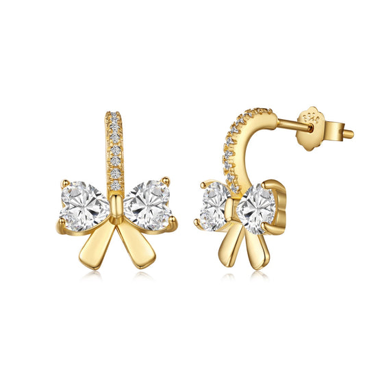 [Lucky Star]Exquisite Earrings With Heart-Shaped Bow Design