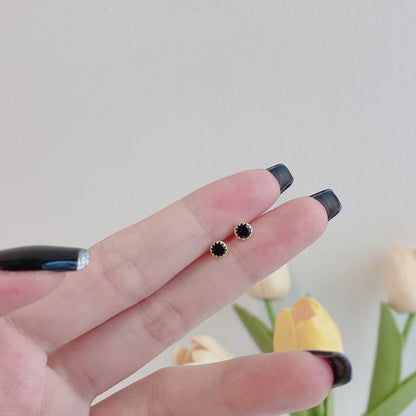 [Lucky Star]Sparkling Colorful Round Shape Earrings