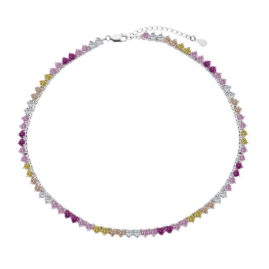 [Lucky Star]Sparkling Colorful Full Heart Tennis Necklace
