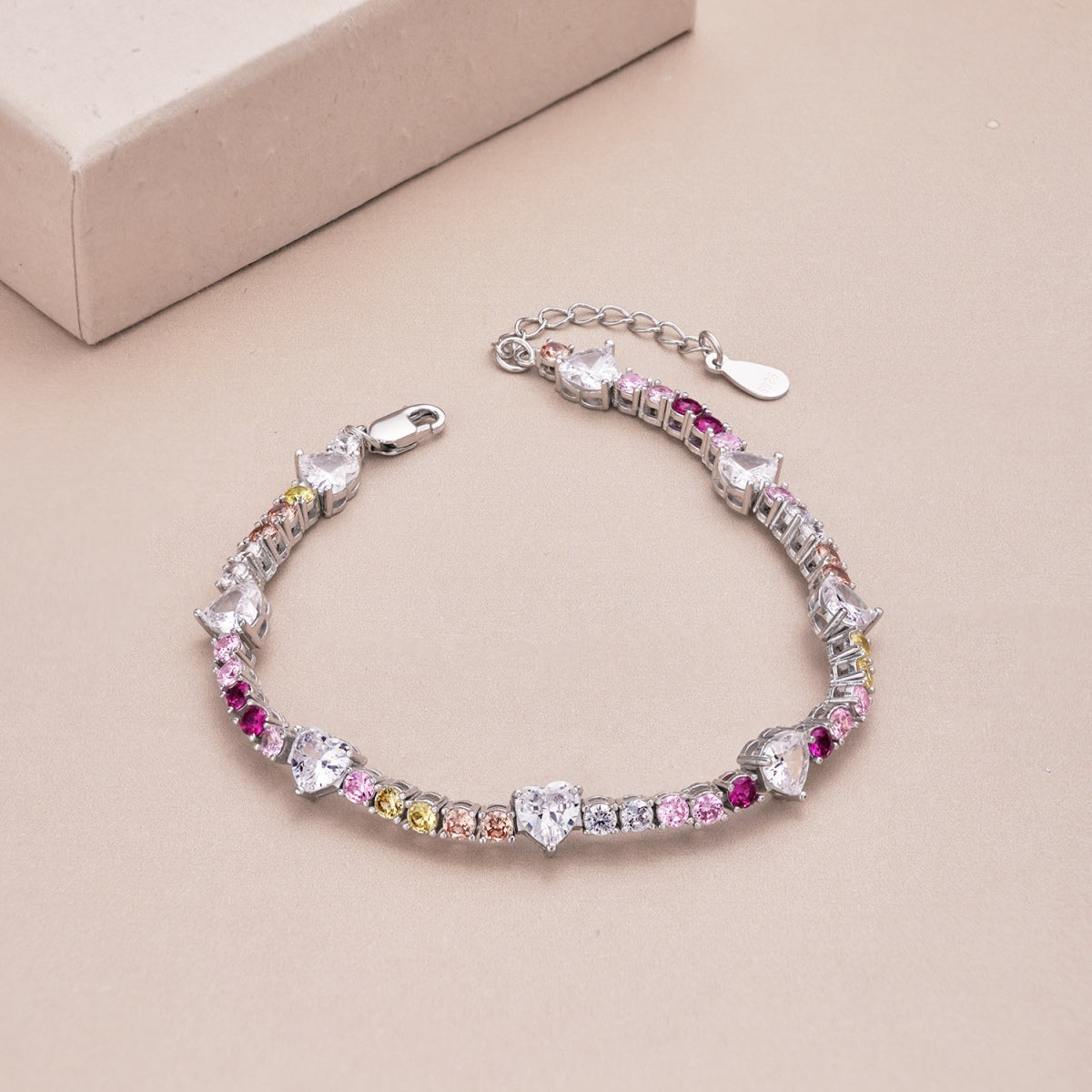 [Lucky Star]Romantic Heart Shape Round Cut Lover Bracelet