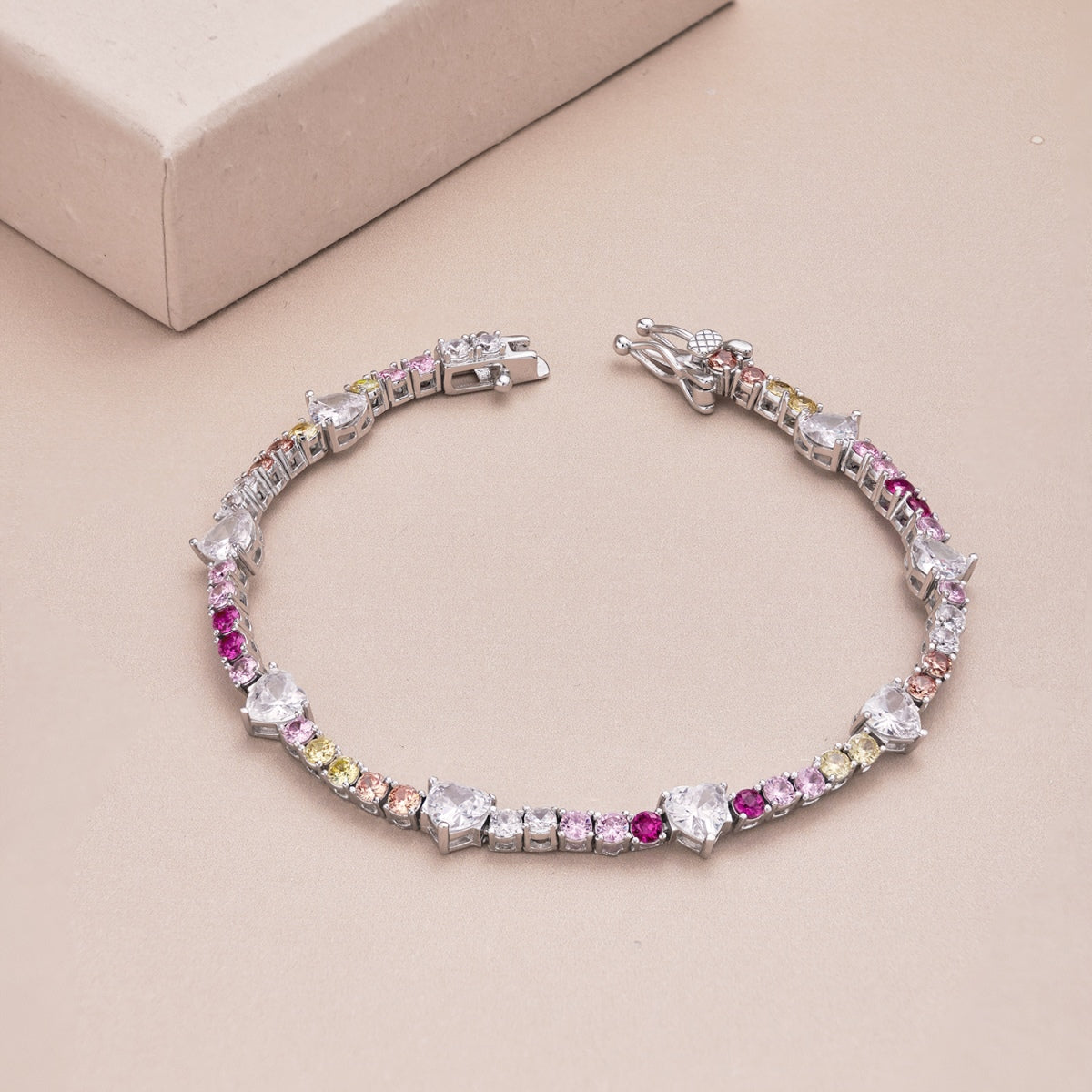 [Lucky Star]Romantic Heart Shape Round Cut Lover Bracelet