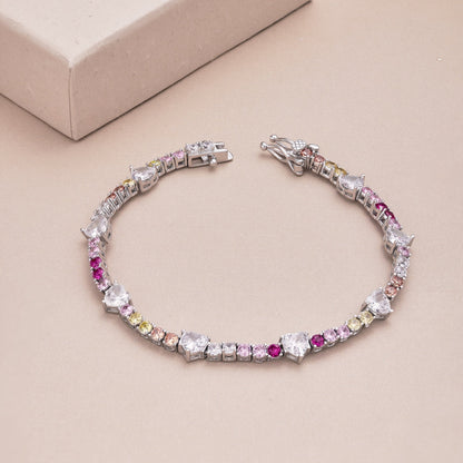 [Lucky Star]Romantic Heart Shape Round Cut Lover Bracelet