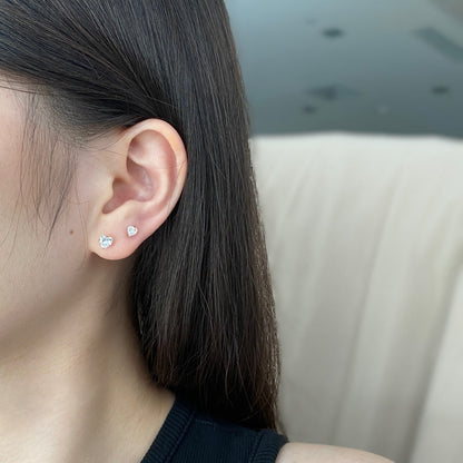 [Lucky Star]Sparkling Heart Shaped Simple Earrings