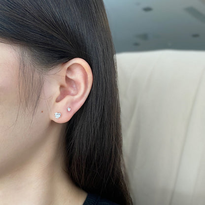 [Lucky Star]Sparkling Heart Shaped Simple Earrings