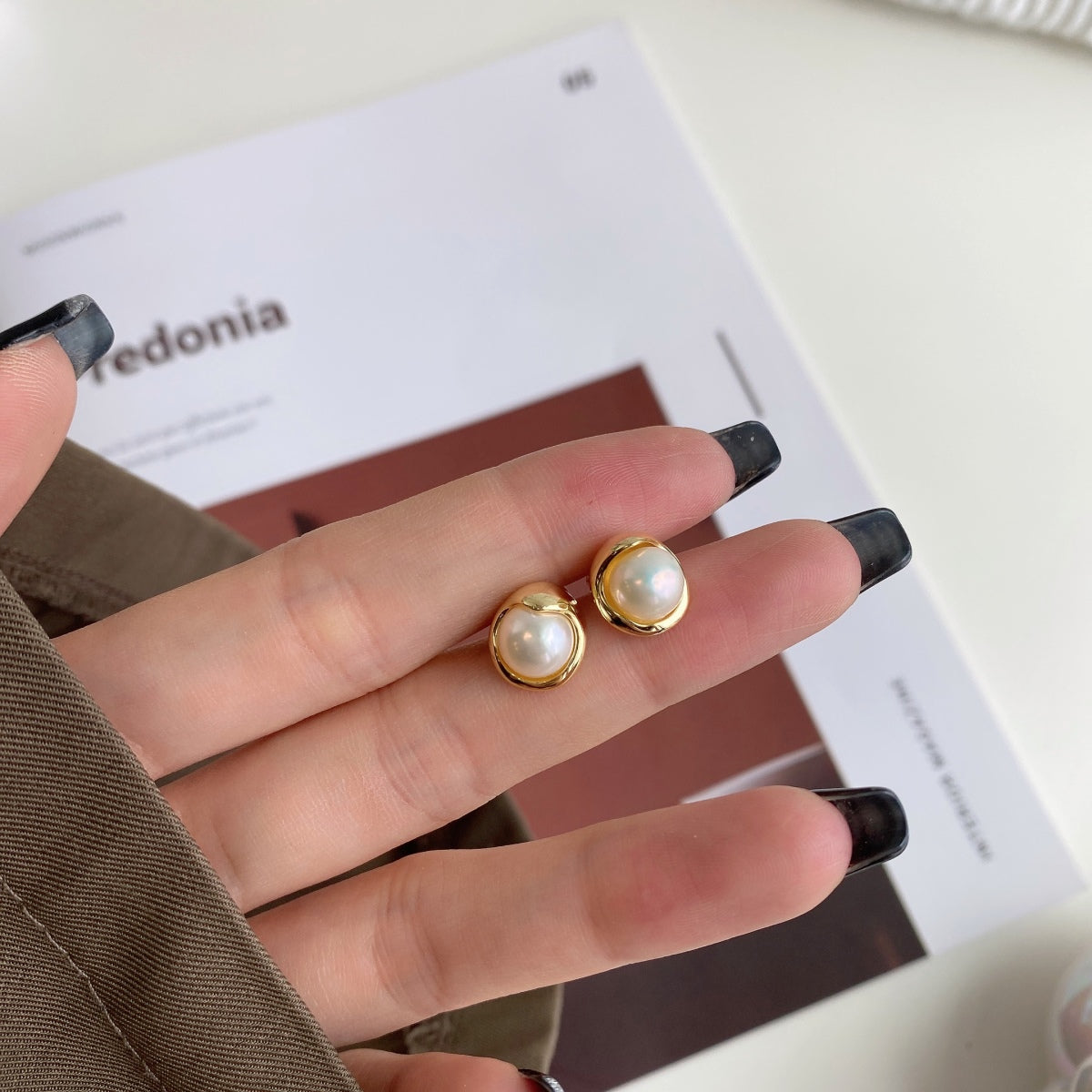 [Lucky Star]Dainty Bread Pearl Earrings