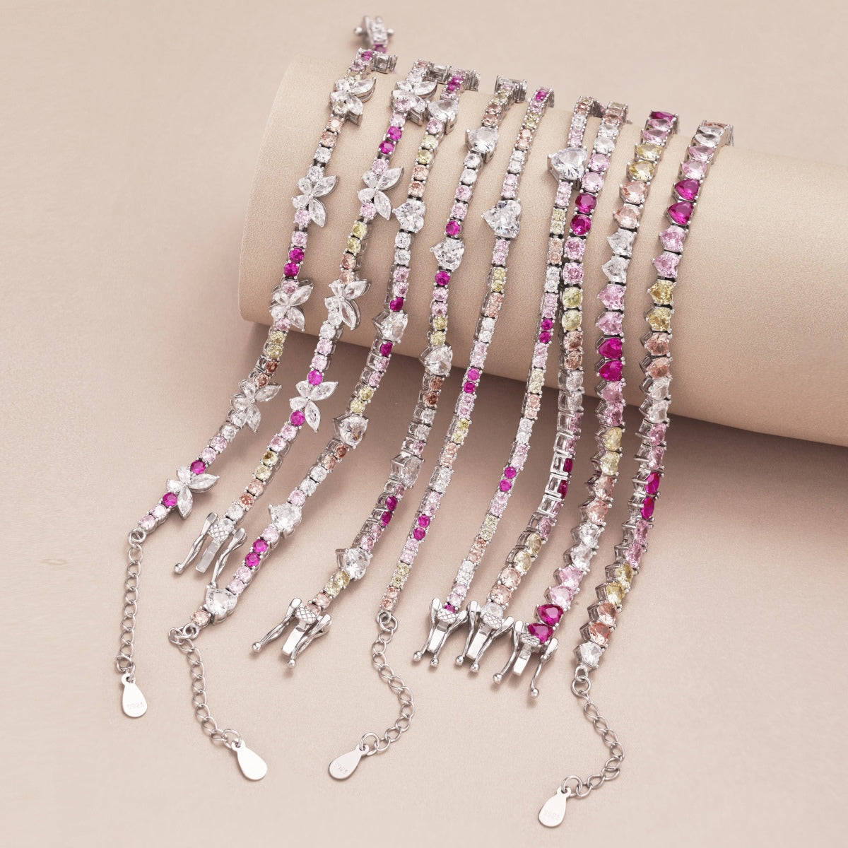 [Lucky Star]Sparkling Colorful Full Heart Tennis Necklace