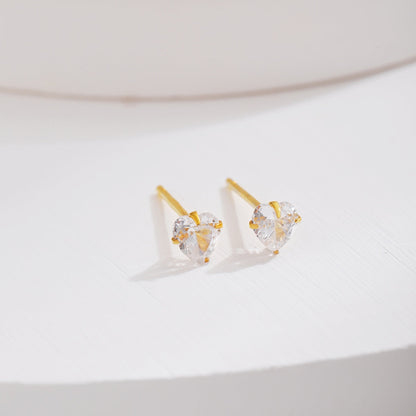 [Lucky Star]Sparkling Heart Shaped Simple Earrings