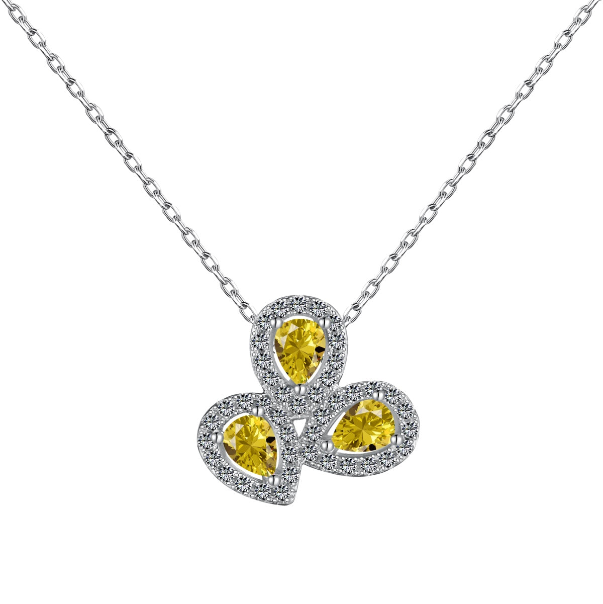 [Lucky Star]Elegant Flower Shape Pear Cut Necklace