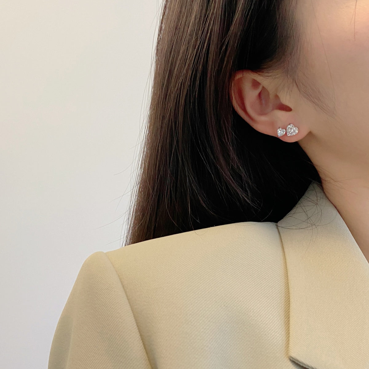 [Lucky Star]Double Heart-Shape Classic Princess Style Earrings