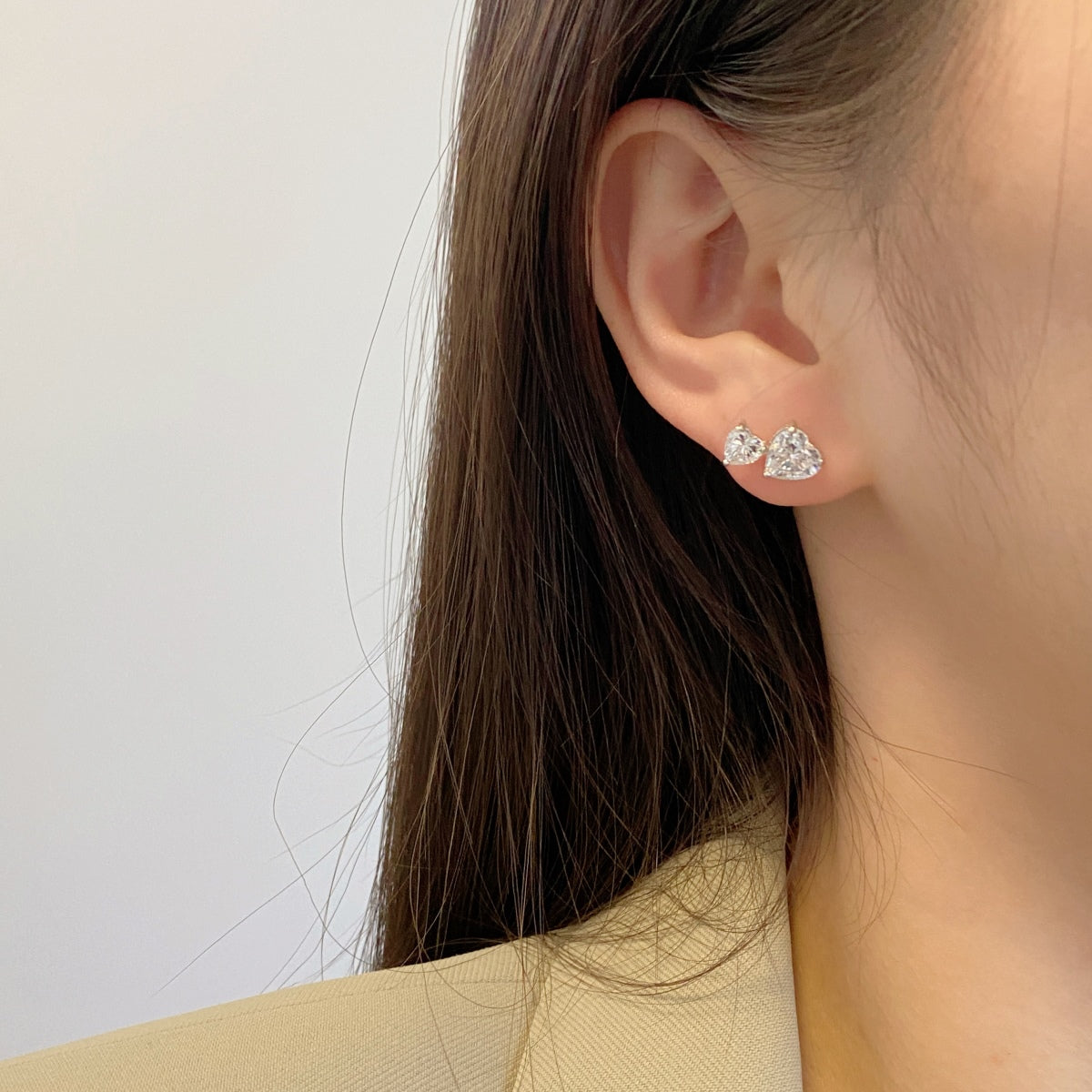 [Lucky Star]Double Heart-Shape Classic Princess Style Earrings
