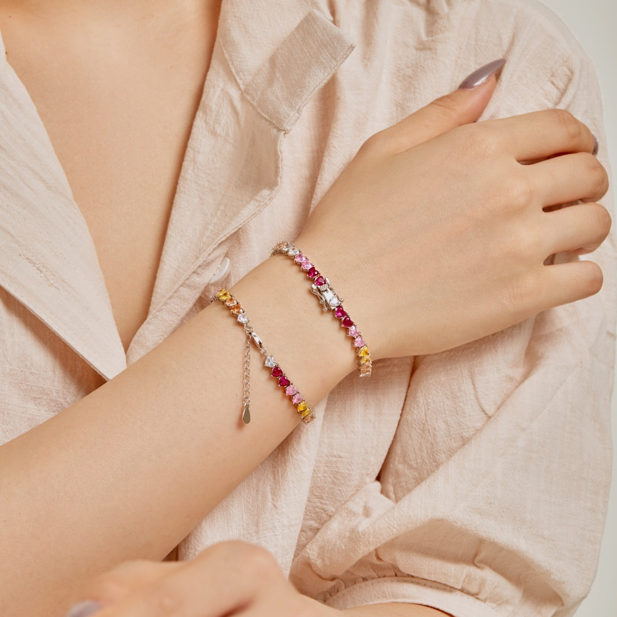 [Lucky Star]Luxurious Colorful Romantic Heart Shape Lover Bracelet